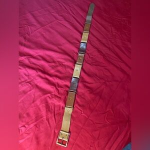 Brown Leather Belt with Buckle UNIQUE Multi Leather Color Patchwork Hippie 70s